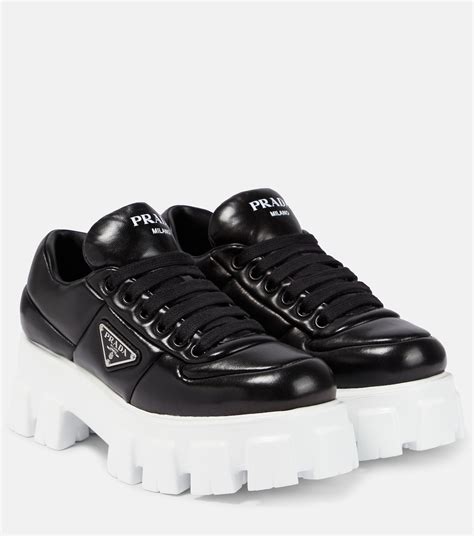 prada padded nappa leather sneakers|Padded nappa leather platform sneakers in black .